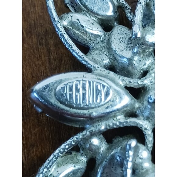 Regency Signed Blue  Aurora Borealis Rhinestone Butterfly Brooch Pin 2"×1.25" - Picture 5 of 6